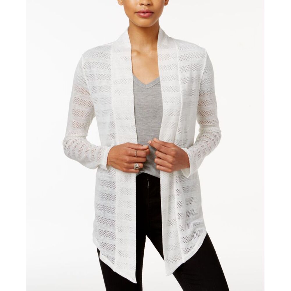 BAR III Asymmetrical Mesh Contrast Cardigan